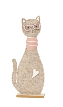 Filz Katze mit Brille & Schal auf