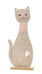 Felt cat with glasses & scarf on wooden
