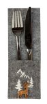 Felt cutlery bag grey with rural design