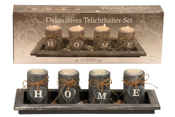 Tealightholder-Set HOME with plate