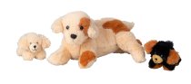 Plush dog with 2 dog baby l=25cm
