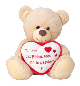 Bear sitting with heart "Du bist das