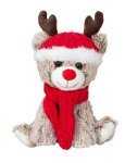 Cute elk with horns, santa hat and scarf