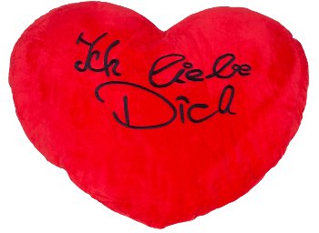 Herzkissen rot "Ich liebe Dich" b=82cm
