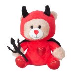 Plush bear with devil costume h=22cm