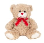 Bear brown with red bow h=25cm