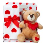 Plush bear with heart in hand h=23cm