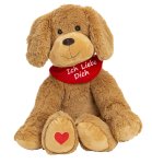 Plush dog brown with red scarf with