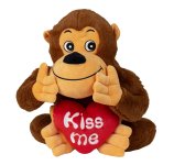 Plush gorilla with red heart "Kiss me"
