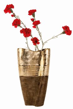 Moderne große Vase goldbraunes Muster