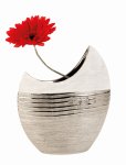 Vase mondförmig silber/weißes h=23cm