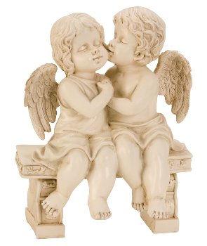 angel couple on bench h=24cm w=18cm