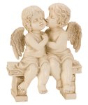 angel couple on bench h=24cm w=18cm