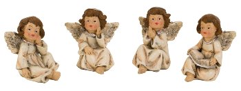 angel sitting cream color with glitter