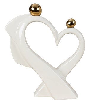 Heart-Sculpture white with golden balls
