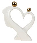 Heart-Sculpture white with golden balls