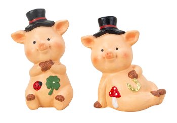Schweinchen mit Glückssymbolen &