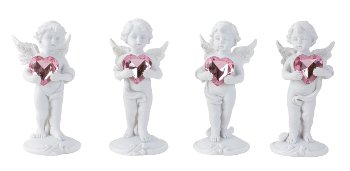 Angel standing with rose color heart