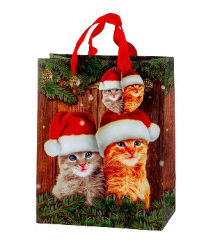 X-mas paper bag "Cats with santa hat"