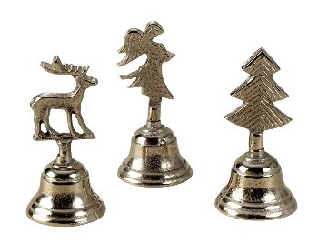 Metal bells tree/elk/angel h=12cm