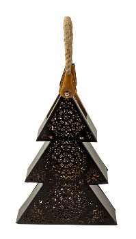 Metal tree lantern black, inside gold,