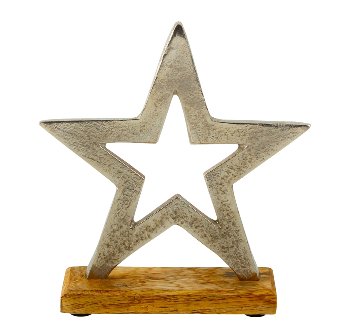 Star on wooden base h=16,5cm w=16cm