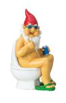 Zwerg nackt sitzend auf Toilette