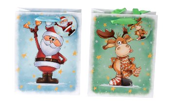 X-mas paper bag "Santa & Elk" 23x18x10cm