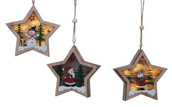 Wooden decoration star for hanging with