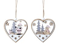 Wooden Xmas heart decoration for hanging