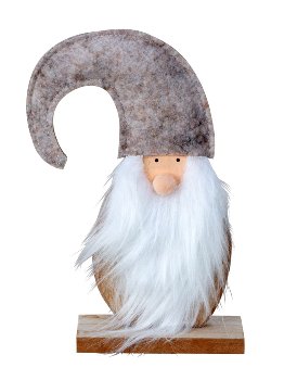 Wooden santa with felt hat and white