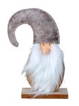 Wooden santa with felt hat and white