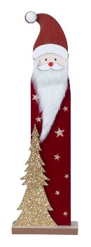Wooden Santa with white beard for