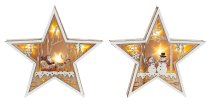 Wooden xmas star with LED-light h=25cm
