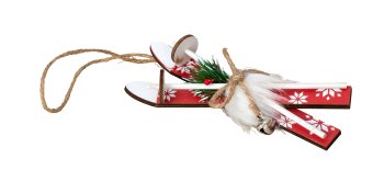 Wooden Ski with decoration for hanging