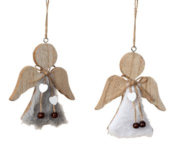 Wooden angel for hanging h=13cm asst.