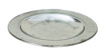 glass plate round high gloss silver