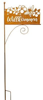 Metal garden stake with plate