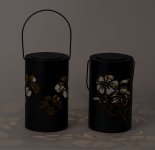 Metal lantern black with flower design &