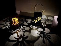 Metal lantern black with flower design &