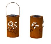 Metal lantern rust with flower design &