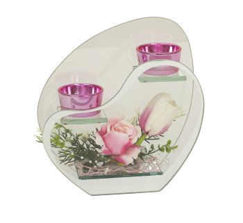 Glass decoration with flowers and 2