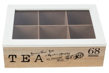 Tea wooden box with 6 shelves + magnet