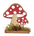 Wooden fly agaric with wooden base for