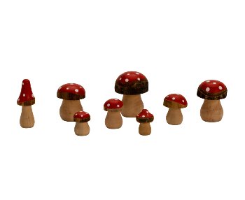 wooden mushroom h=3-6,5cm, price per bag