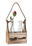 Glass vase with wooden tray h=20,5cm