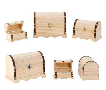 wooden chest h=7-14,5cm w=10,7-20cm,