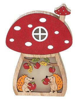 Wooden flying agaric with hedgehog &
