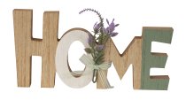Wooden words "HOME" with flower