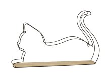 Rack metal cat silhouette with 1 wooden